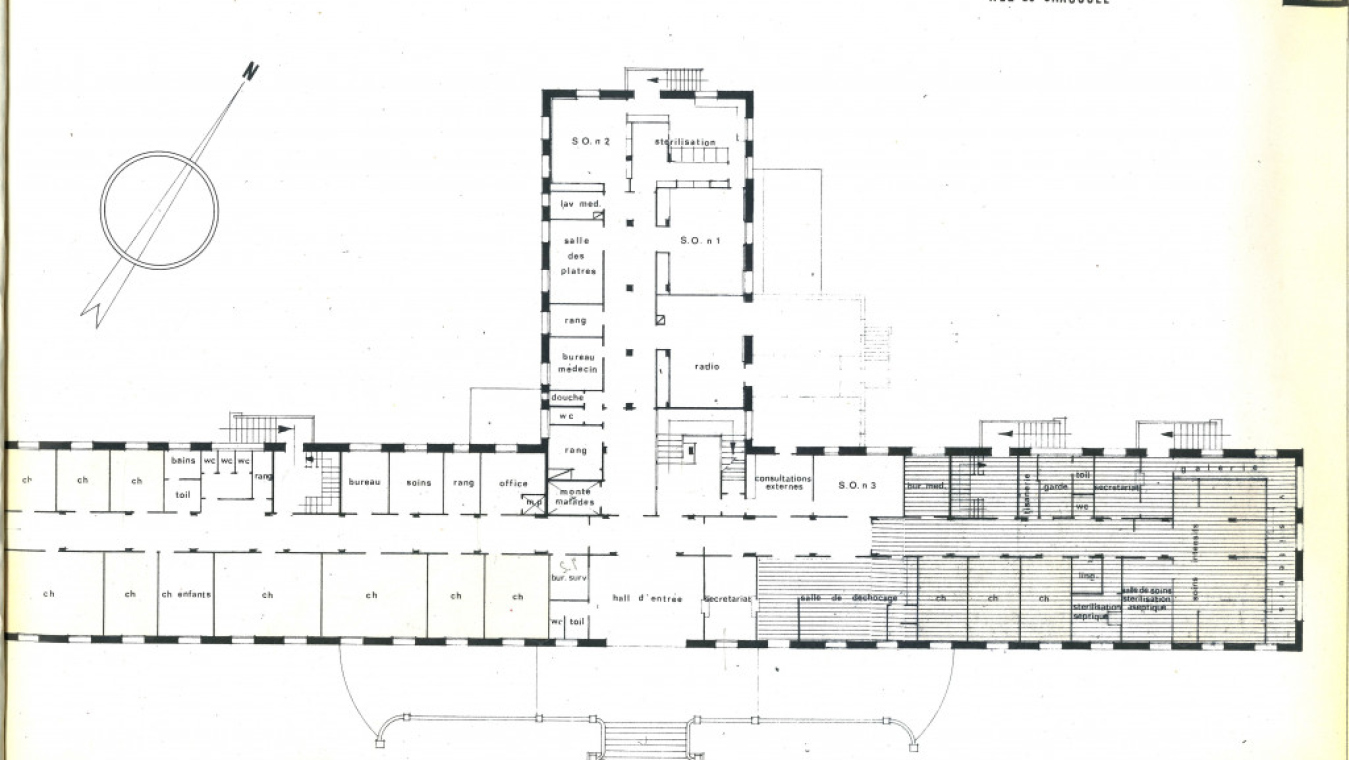 Plans du rez-de-chaussée  des bâtiments chirurgie anesthésie réanimation, coll CHG
