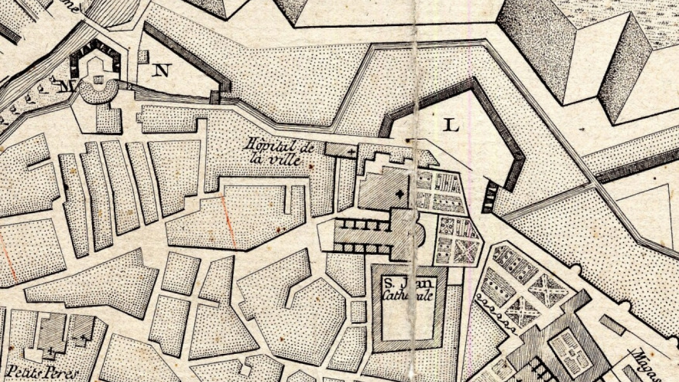 Plan de la ville et citadelle de Perpignan dessiné par Moithey (vers 1785).