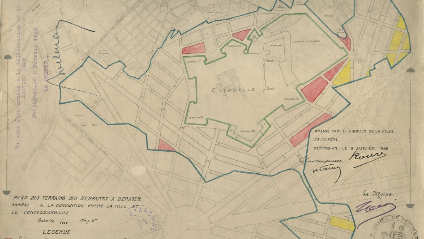Plan des terrains des remparts à déraser, dressé par l'ingénieur de la Ville, 1929. AVP série O
