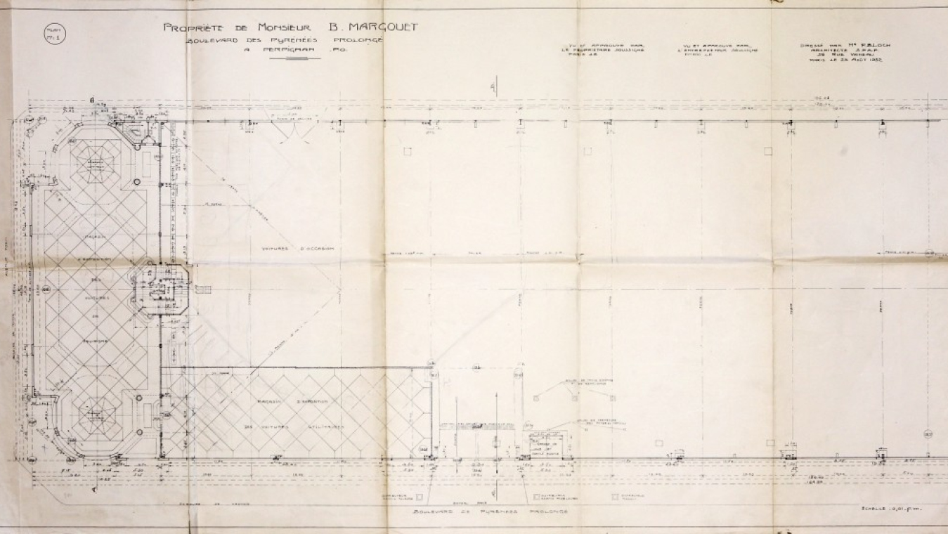 Garage Citroën Margouet de F. Boch, 1932, anciennement boulevard des Pyrénées. Plan : AVP 4O/80 (430).