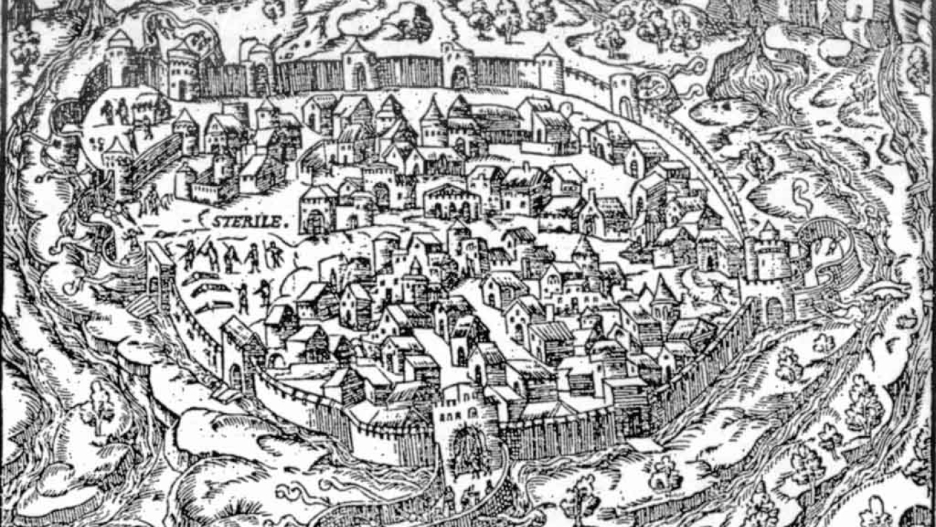 Perpignan, gravure sur bois, Epitome de Guéroult, 1552