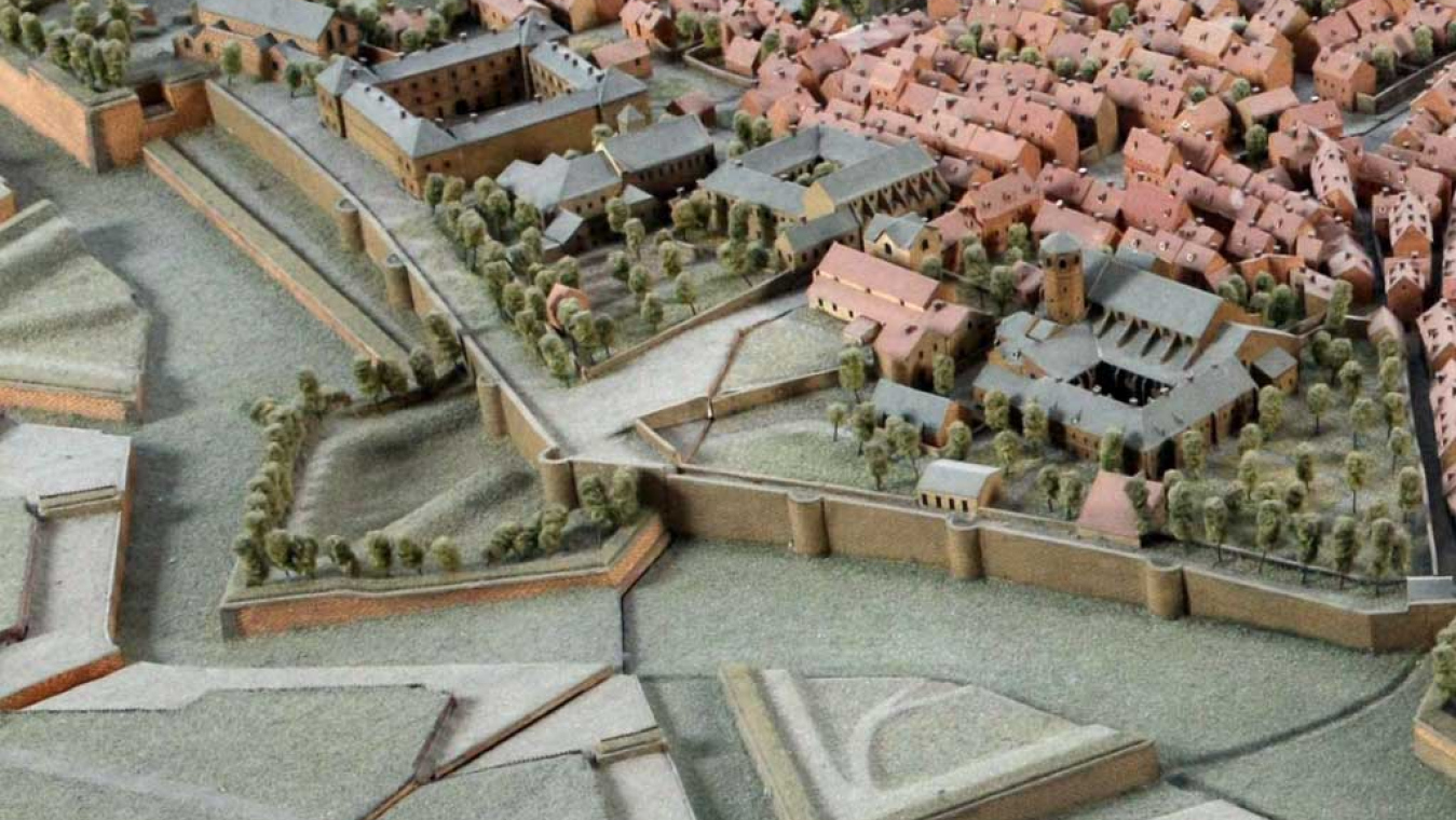 Détail de la copie du plan-relief de Perpignan de la fin du XVIIe siècle