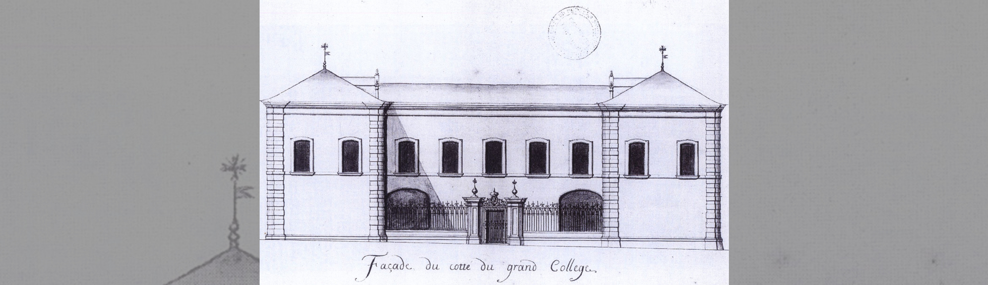 La façade du batiment des jésuites en forme de u avant transformation