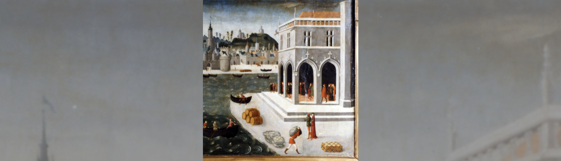 Le rez de chaussée de la loge était complètement ouvert sur la place; à l'étage le tribunal de mer.